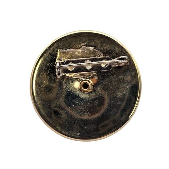 Vintage Gold Filigree Heart Brooch Blue Glass Stone & Faux Pearls - Picture 6 of 6